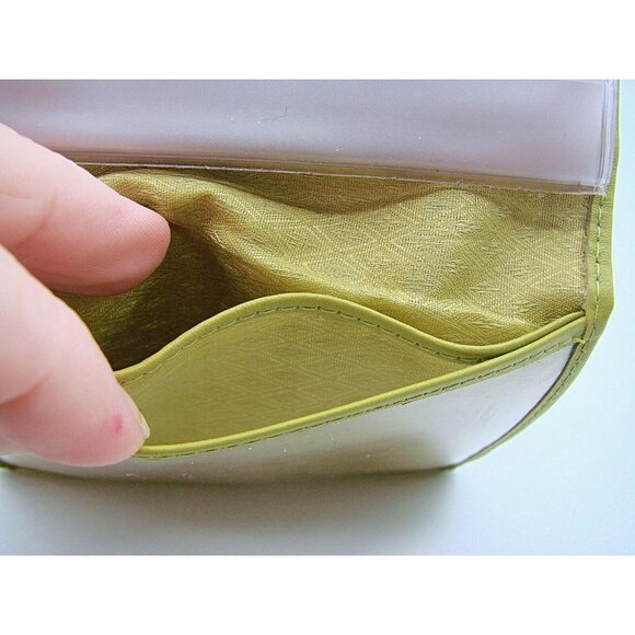 Genuine Leather Card ID Holder Photos Small Wallet Lime Green 4x3" Pocket Wallet - Picture 7 of 10